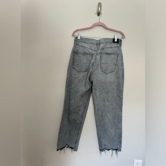American eagle glacier grey jeans with raw hem and embellished bottoms - Picture 10 of 13